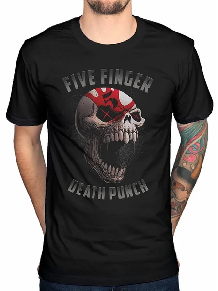 

Мужская черная футболка с черепом из речи Five Finger Death Punch