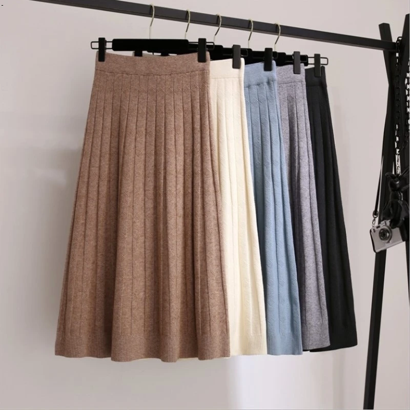 302 женские вязаные юбки Длинная утепленная шерсть новинка коллекция 2019 года