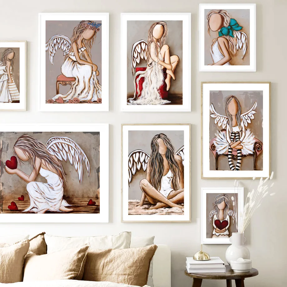 

Queen Angels Wing Girl Lady Heart Nordic Posters And Prints Wall Art Canvas Painting Wall Pictures For Living Room Bedroom Decor