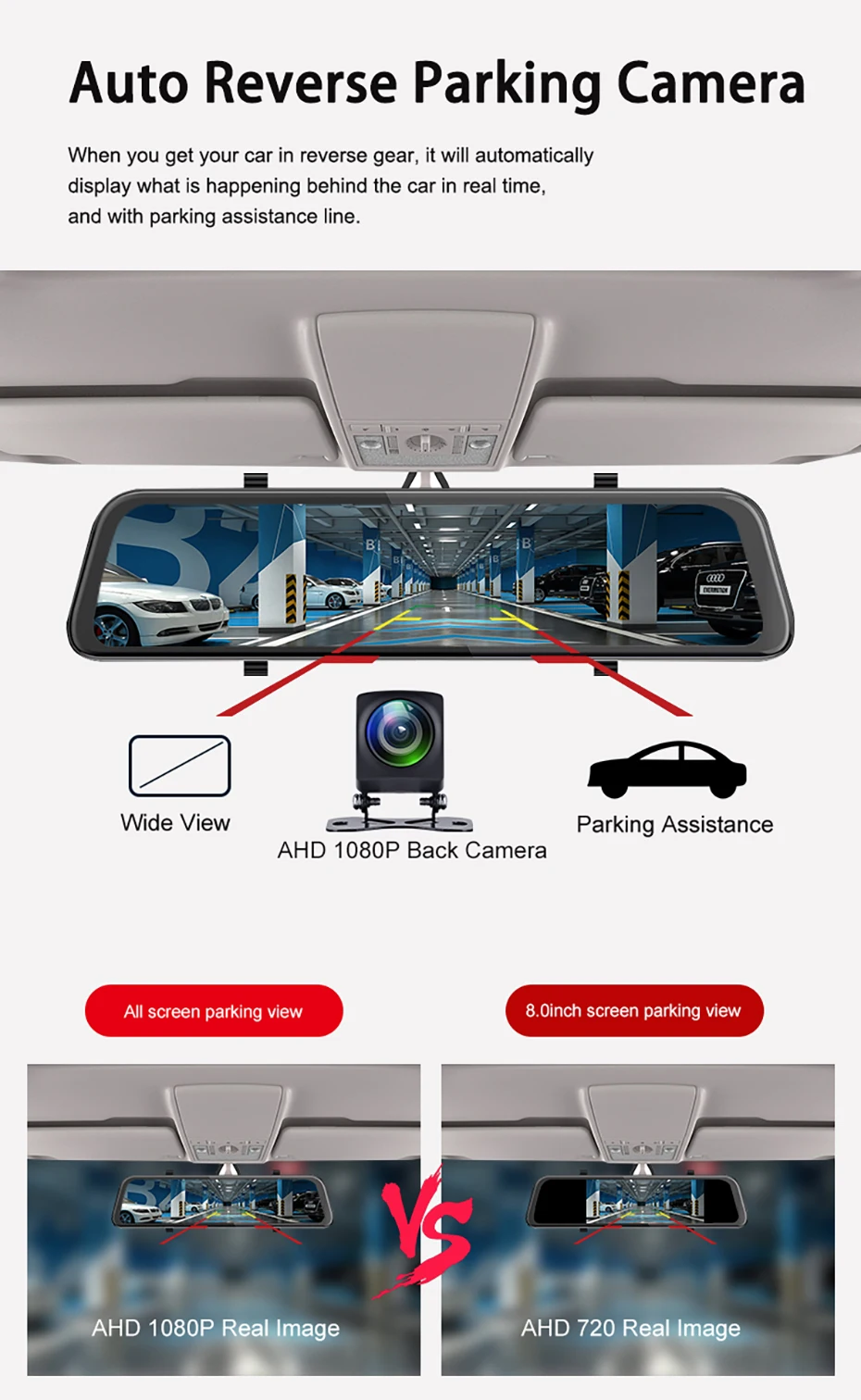 Bluavido 8 в 1 Автомобильная камера зеркале заднего вида 4G Android навигации ADAS Dash Cam 1080P Wi