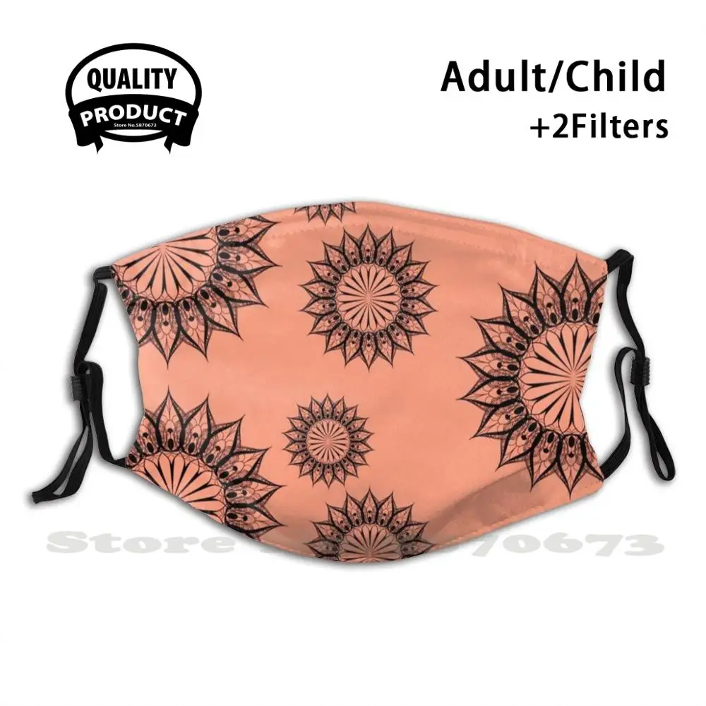 

Коралловая и черная маска для лица с узором мандалы с фильтром коралловый Черный Персиковый Крем Мандала узор буддизм Йога мирный духовный