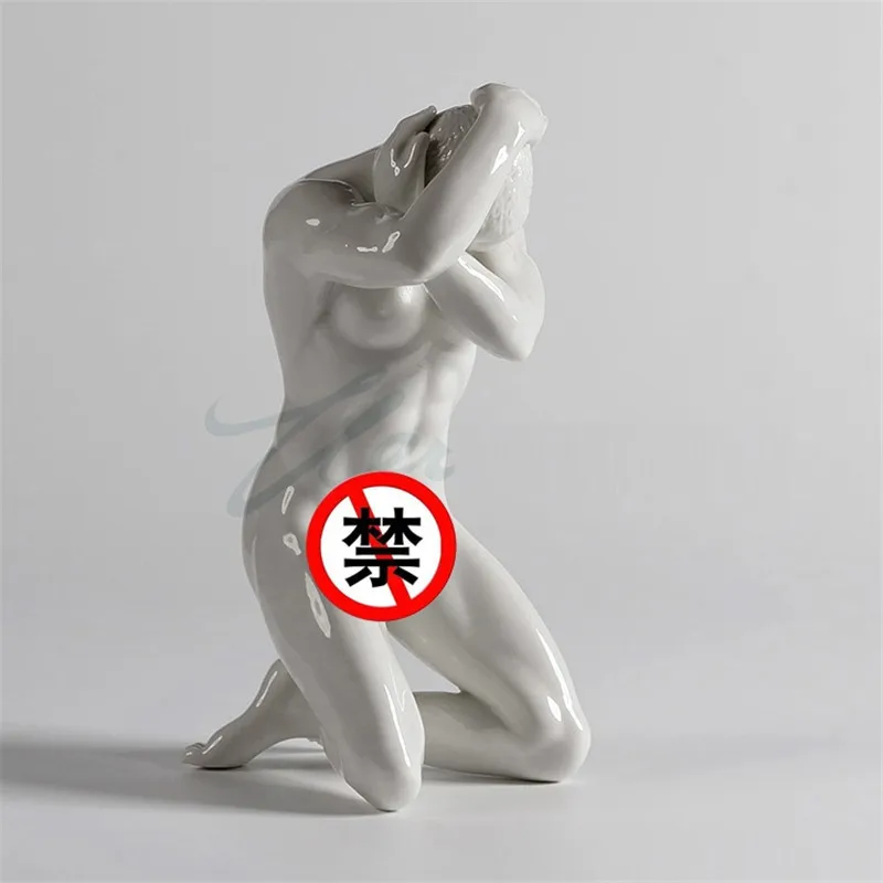 

WU CHEN LONG Ceramics Art Naked Man Sculpture Nude Man Figure Statue Craft Home Decoration Accessories Birthday Gift R3349