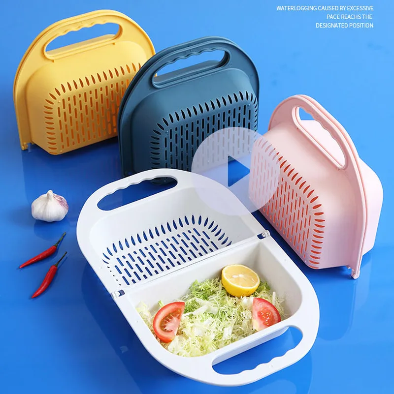 Складная пластиковая сливная корзина для овощей и фруктов Многофункциональная