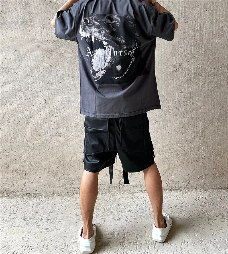 Oversized Askyurself T Shirt Men Women 1:1 High Quality T-shirt Vintage Dog Head Print Nice Washed Tee Tops |