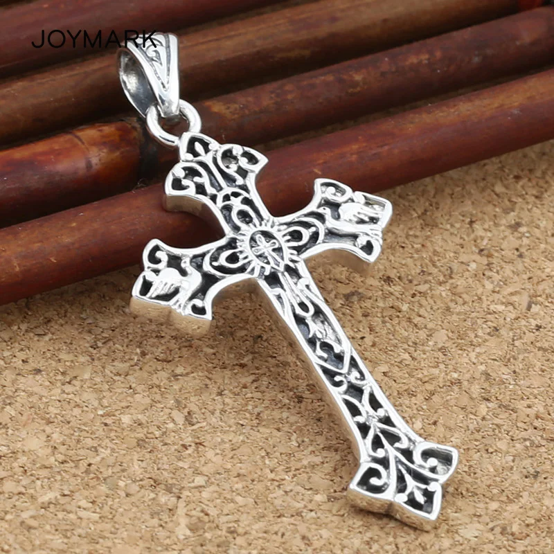 Ретро тайский серебряный крест кулон для мужчин и женщин свитер цепи Подвески