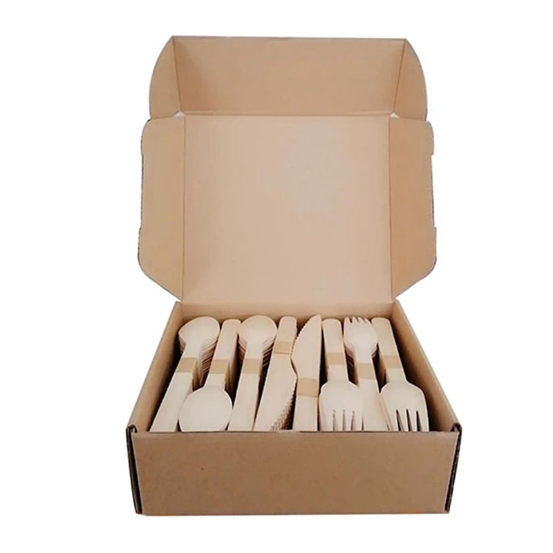 

300pcs Disposable Wooden Cutlery Forks Spoons Dessert Utensils Home Wedding Birthday Party Tableware