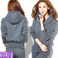 plus velvet thick sports suit women autumn and winter two piece 2021 new fashion korean casual wear two piece sweater