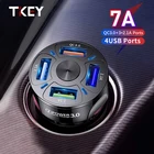TKEY 4 порта USB автомобильная зарядка 48 Вт Быстрая зарядка 7A мини Быстрая зарядка для iPhone 12 11 Xiaomi Huawei Быстрая Зарядка адаптер в автомобиле