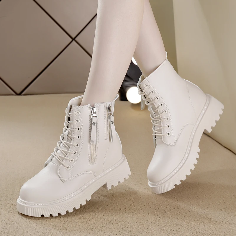 

Зимние женские ботильоны, модные женские ботинки с коротким плюшем, дизайнерские мотоциклетные ботинки с круглым носком, женские ботинки н...