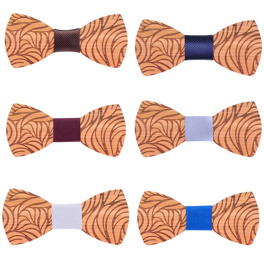 Модный цветочный Мужской деревянный галстук-бабочка искусственная кожа