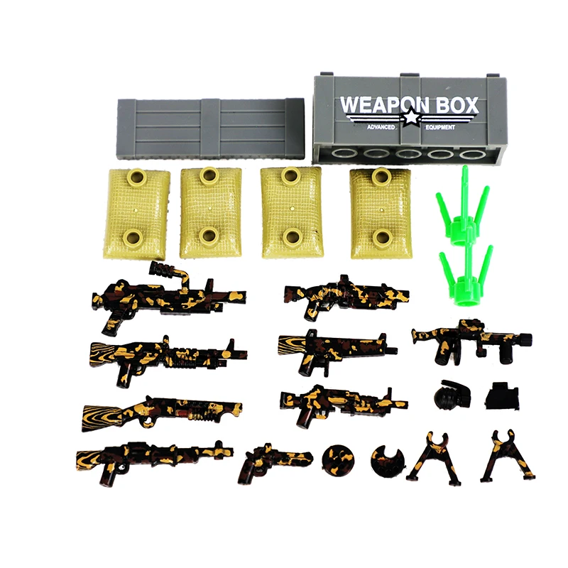 

Military WW2 Weapons Accessories Building Blocks WW2 Army Soldiers Figures Helmet Weapons Parts Bricks Toys For Children Gifts