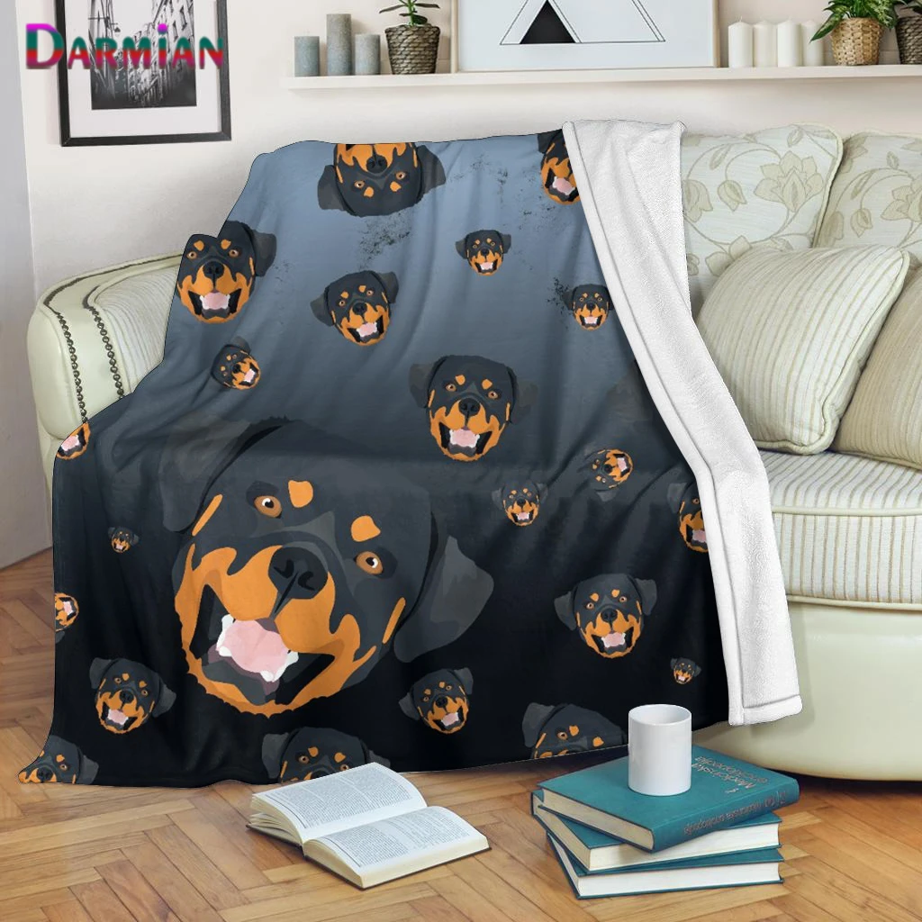 

DARMIAN Cartoon Animals Dog Printed Bedspreads Thin Quilt Flannel Blanket Home Decor Fashion Student Throw Blanket Drop Shipping