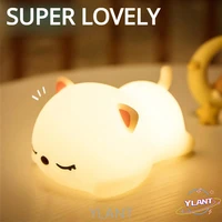 swt cat silicone night lights touch sensor bedroom bedside lamp with remote for kids baby gift usb rechargeable night light