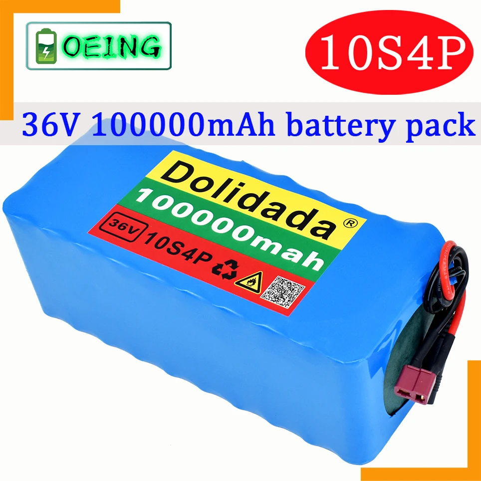 

2021 Original 36V battery 10S4P 100Ah battery pack 1000W high power battery 42V 100000mAh Ebike electric bike BMS+42V2A Charger