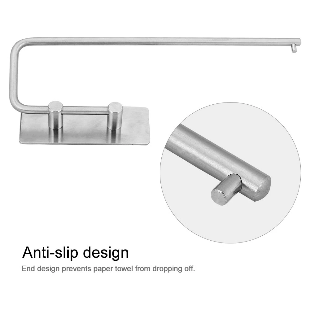 

Adhesive 304 Stainless Steel Tissue Storage Rack Home Kitchen Roll Paper Towel Holder
