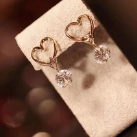 creative zircon heart shape dangle earrings jewelry accessories