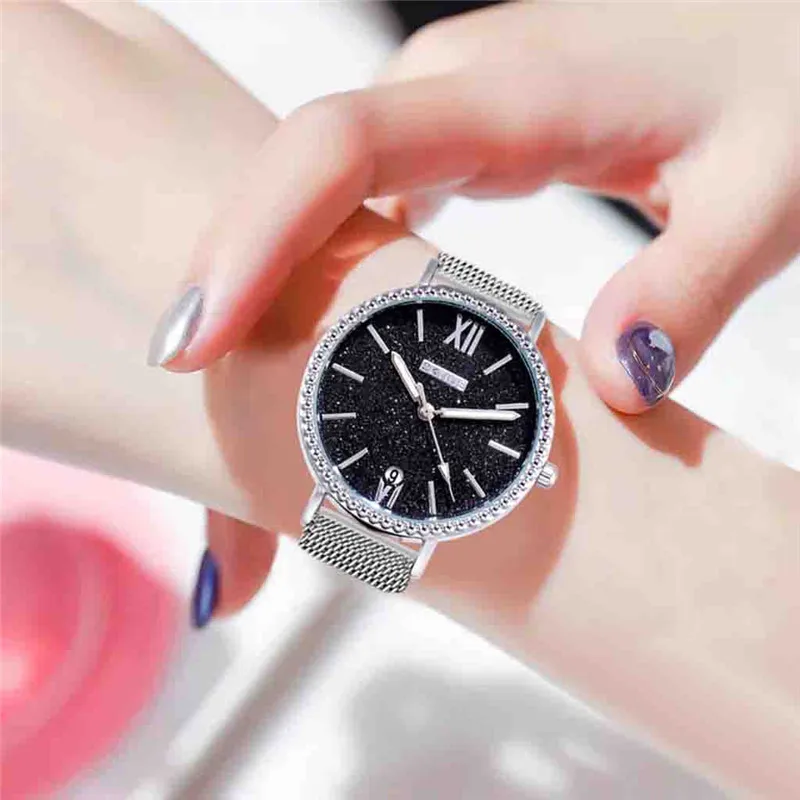 Креативный Магнитный ремень из нержавеющей стали женские часы студенческие