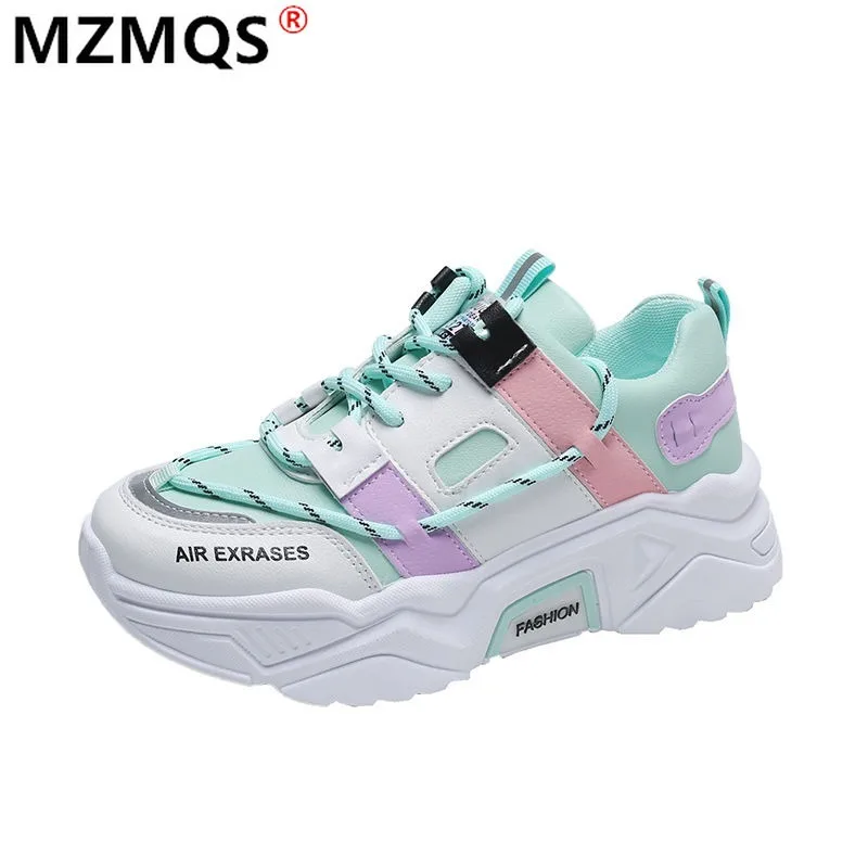 

2021 Fashion Women's Shoes Lace-up Color Matching Non-slip Wear-resistant Sneakers Women's Comfortable Breathable Casual Shoes