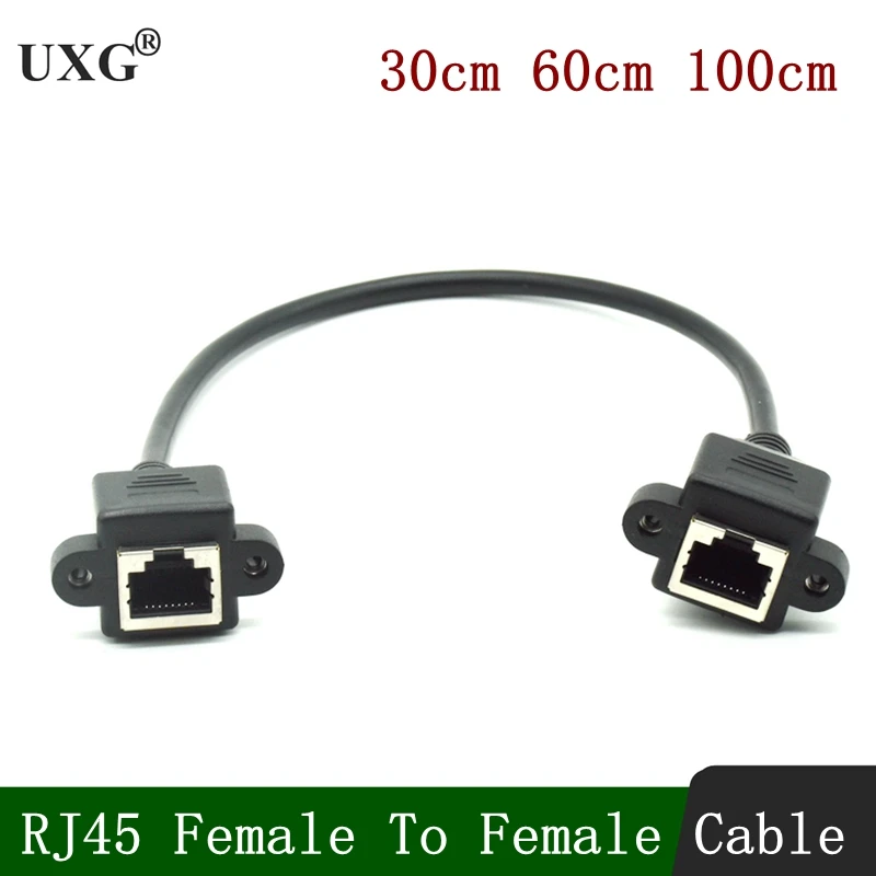 Сетевой кабель с разъемом Cat 5 RJ45 Female для подключения к Ethernet LAN с удлинителем на винтовой панели и экранированием фольгой длиной 30 см или 60 см.