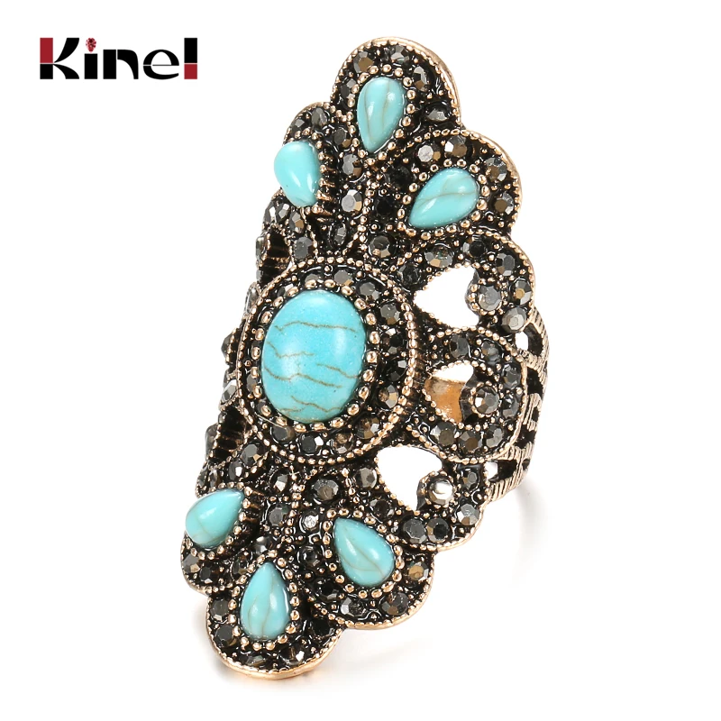 Популярные Кольца Kinel с кристаллами и цветами для женщин модное Золотое
