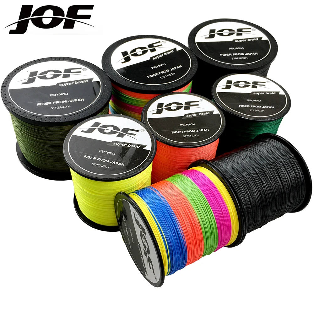 JOF 4 Strands 1000M 500M 300M 100M PE Braided Fishing Line Saltwater Weave Carp Fish Cord Pesca Wire Super Strong Multicolor | Спорт и