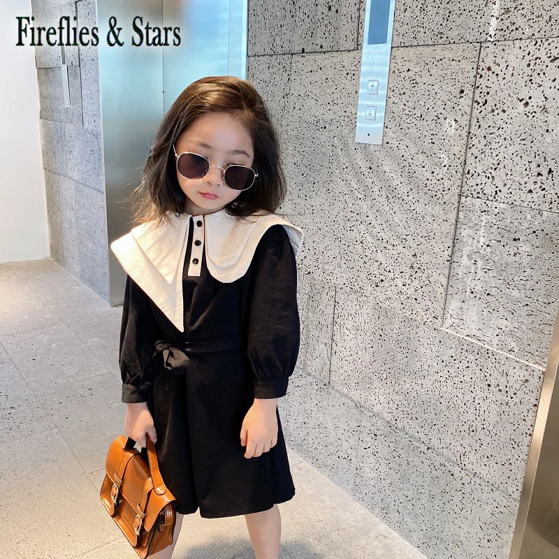 Spring Autumn girls dress Baby for toddler kids vestidos Children fashion clothes button ruffle layered collar 1 to 7 yrs | Детская