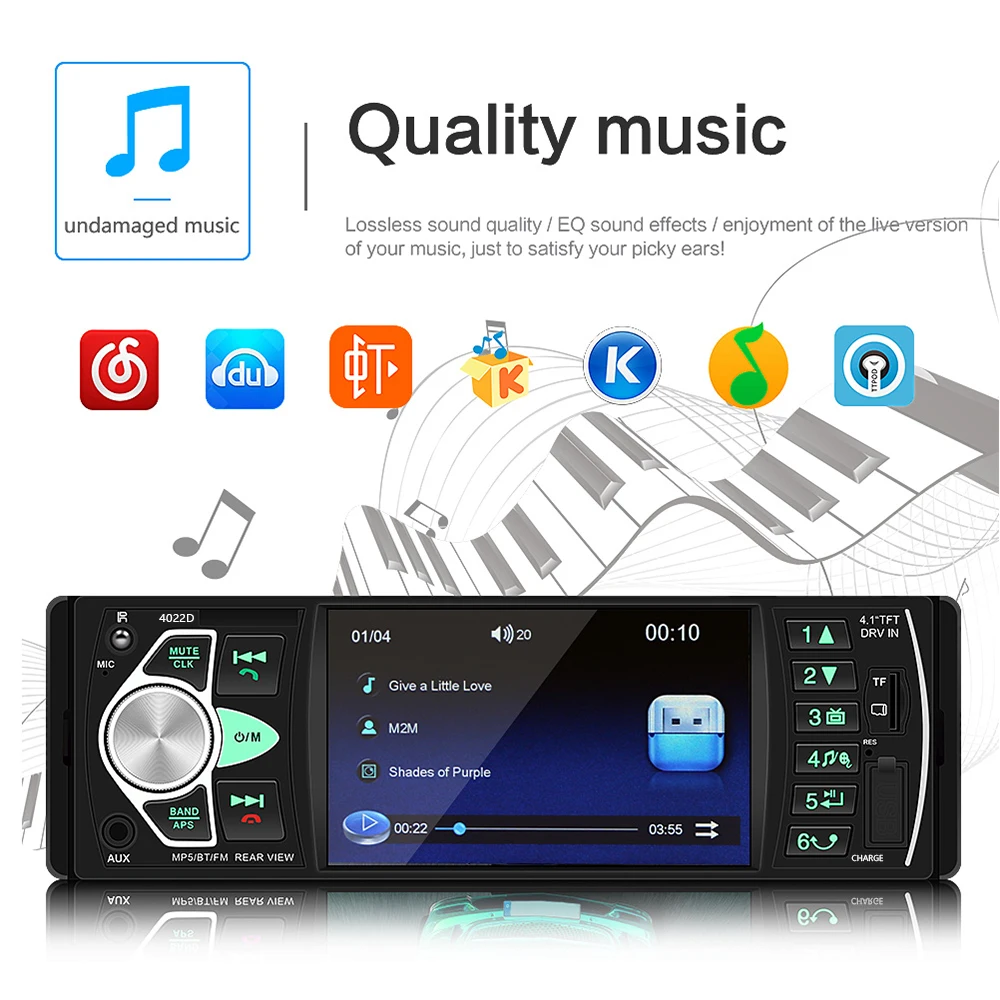 Автомагнитола 4022D 1 Din 4 дюйма Bluetooth FM-приемник USB поддержка камеры заднего вида и