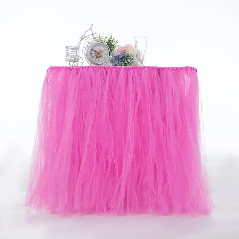 new pink 1*0,8 м милые украшения стола для детского душа вечерние скатерти розовая Тюлевая юбка-пачка для стола Романтическая Свадебная вечеринка - Цвет: new pink