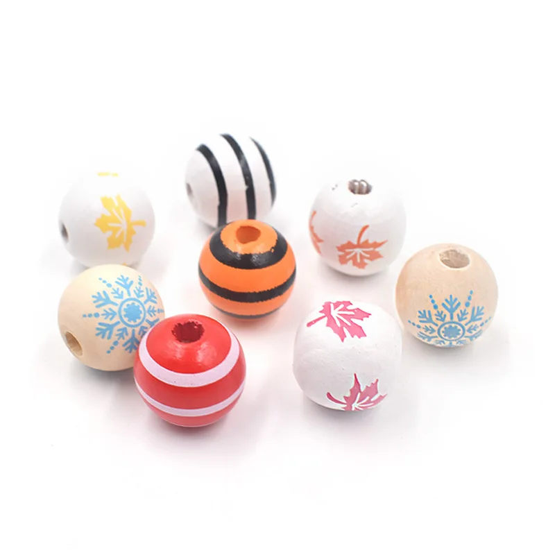 

10 шт. 16 мм рождественские деревянные бусины натуральные Снежинки Деревянные Бусины снежинки поделки деревянные круглые бусины для искусст...