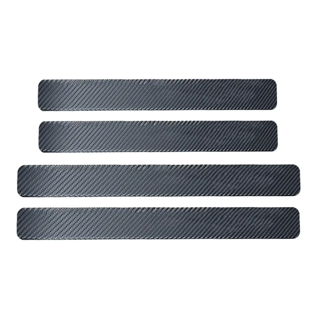 

4pcs/set 3D Carbon Fiber Car Door Plate Sill Scuff Cover Panel Sticker Black