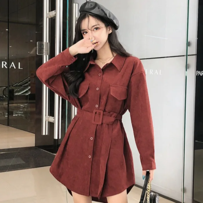 Женская Вельветовая рубашка с длинным рукавом свободного покроя|Рубашки| |