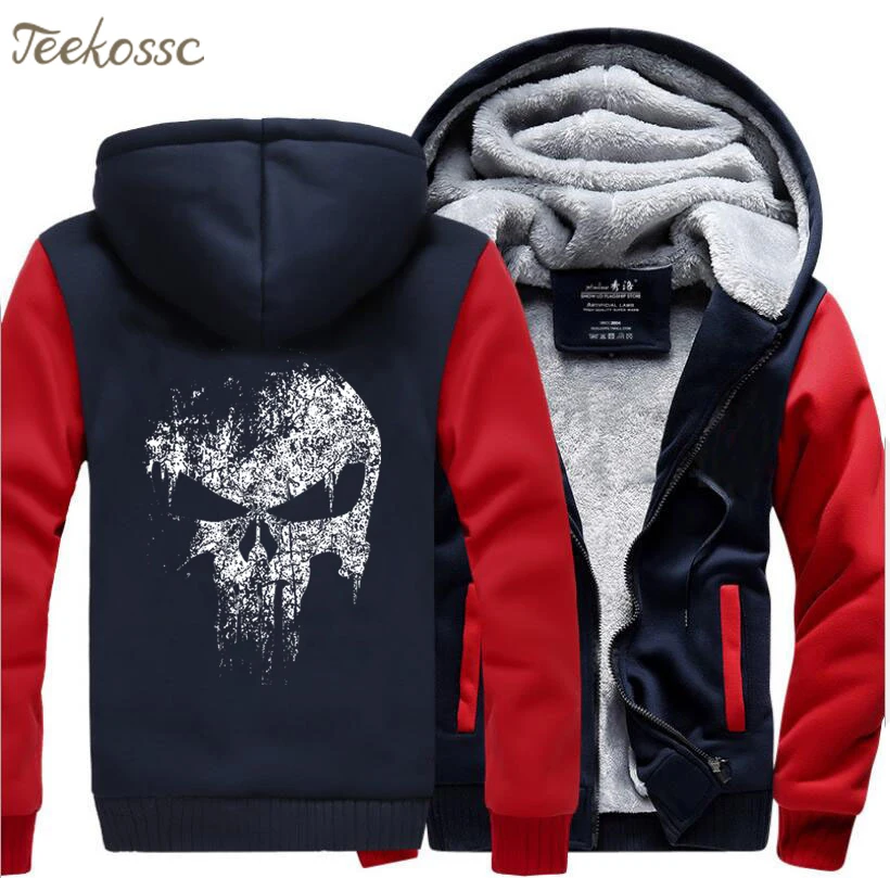 Толстовка с капюшоном Super Hero Skull для мужчин теплая флисовая куртка принтом
