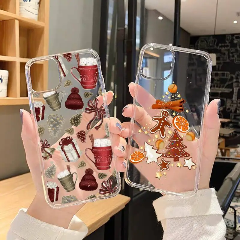 

merry christmas Phone Case For iphone 13 12 11 8 7 plus mini x xs xr pro max Transparent soft