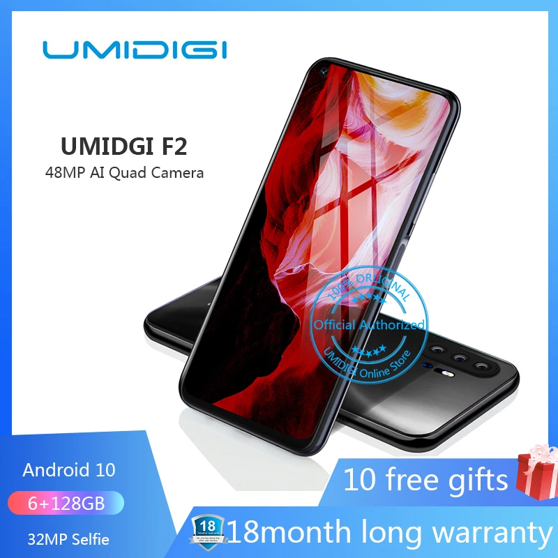 UMIDIGI F2 6,5" FHD+ 6 ГБ 128 ГБ глобальная версия Android 10 32 МП селфи Helio P70 48MP AI Quad камера мобильный телефон 5150 мАч NFC