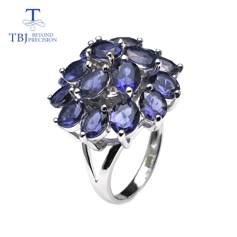 Женское кольцо с подвеской TBJ элегантное из натурального иолита стерлингового