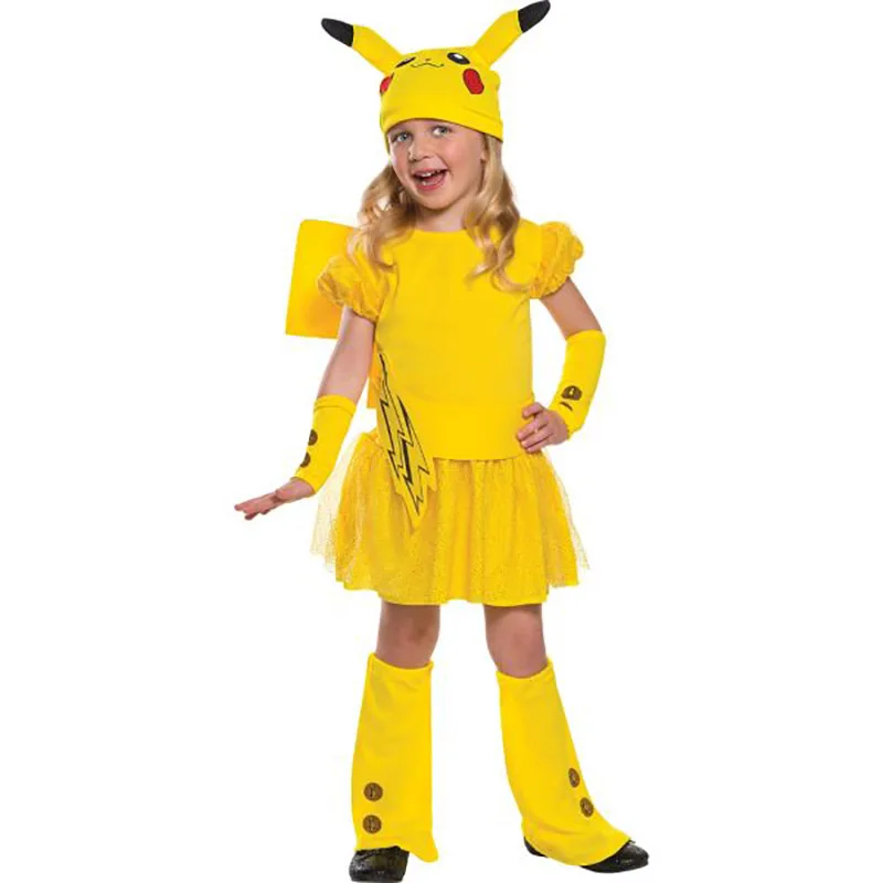 Милая юбка picachu Детский костюм для ролевой косплей комплект из 4 предметов |