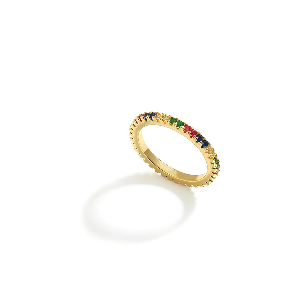 Mchic новое горячее предложение CZ Радужное геометрическое Золотое кольцо для
