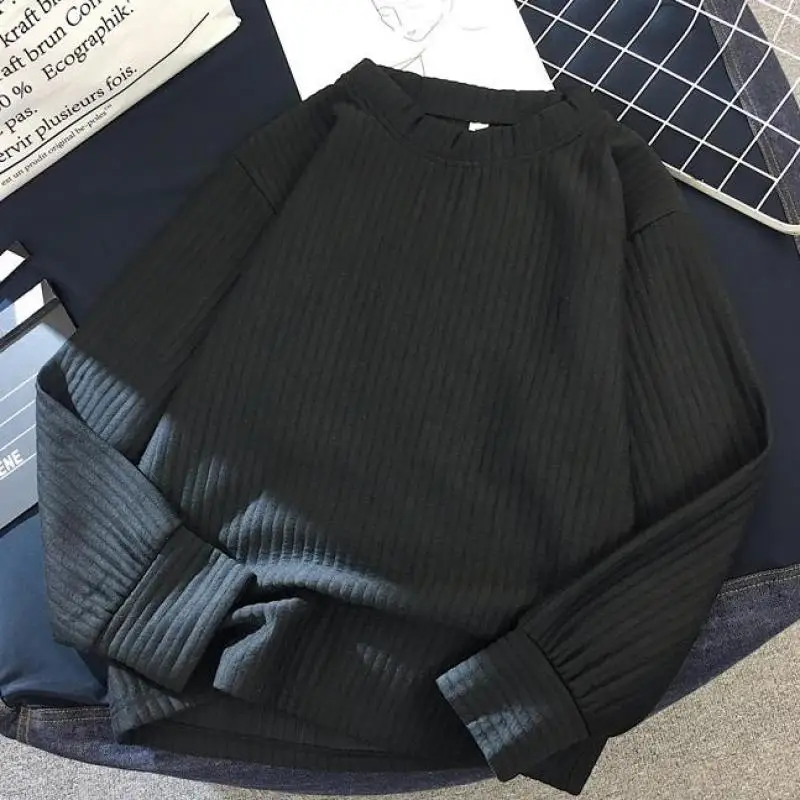 Свитер женский Харадзюку свитер 2019 осень зима новый сплошной цвет свободные топы