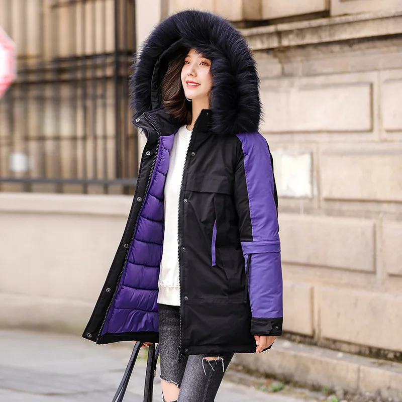 Женская зимняя парка с капюшоном и меховым воротником | одежда