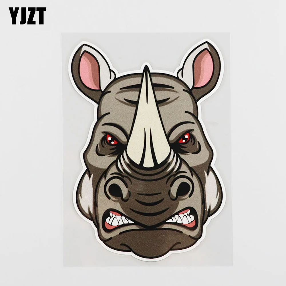 

YJZT 10.3CM*14.9CM Fierce Animals Rhino Car Sticker Decal PVC 12A-0075