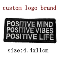positive mind positive vibers positive life words embroiedred applique iron on cloth badge sewing on patches for shirts 10pcs
