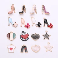 10pcs drop oil high heels shoes enamel charms star heart design alloy charms pendants diy earrings bracelet jewelry decor fx101