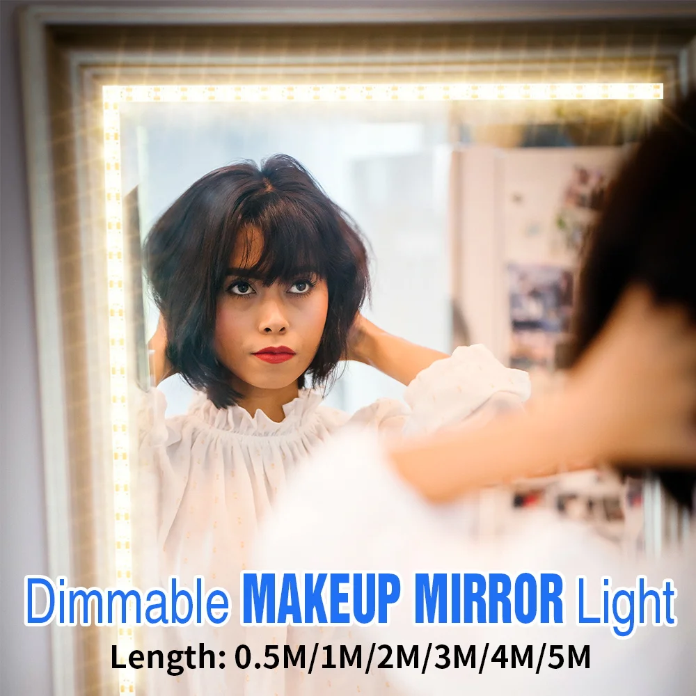 

5V Vanity Mirror LED Light Touch Dimmable Hollywood Flexible Lamp USB Wall Light LED Dressing Table Cosmetic Lamp 0.5 1 2 3 4 5M