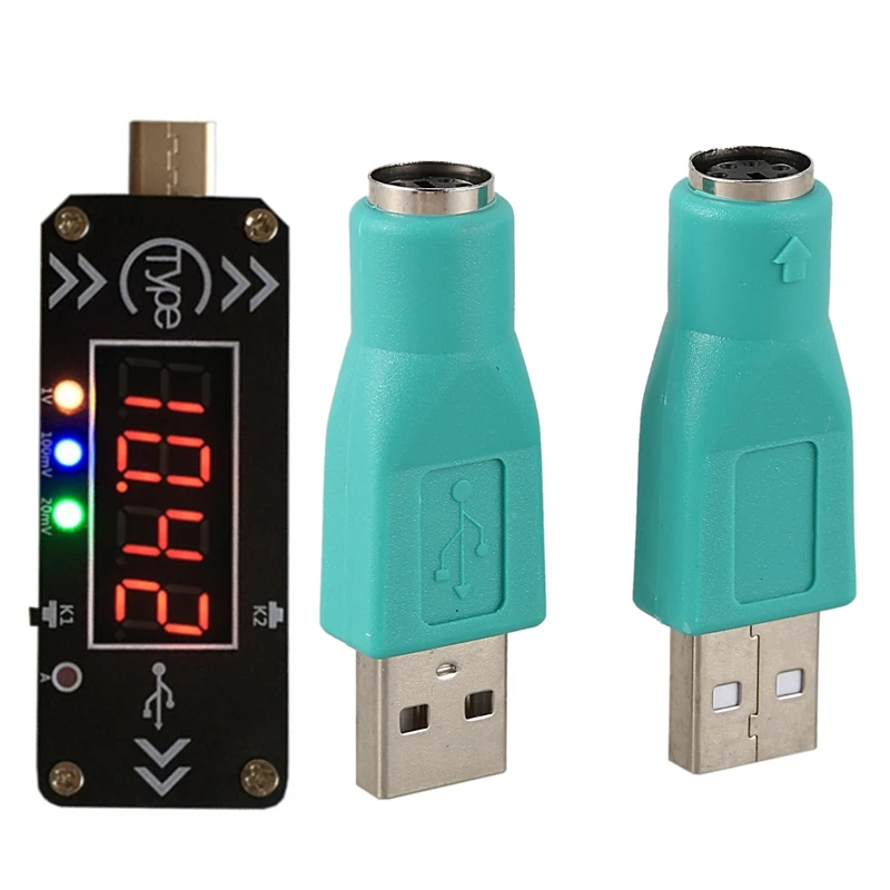

2 шт., USB 2,0 штекер на PS/2 гнездо мыши клавиатуры адаптер разъем с USB зарядкой триггера зарядное устройство Вольтметр Амперметр
