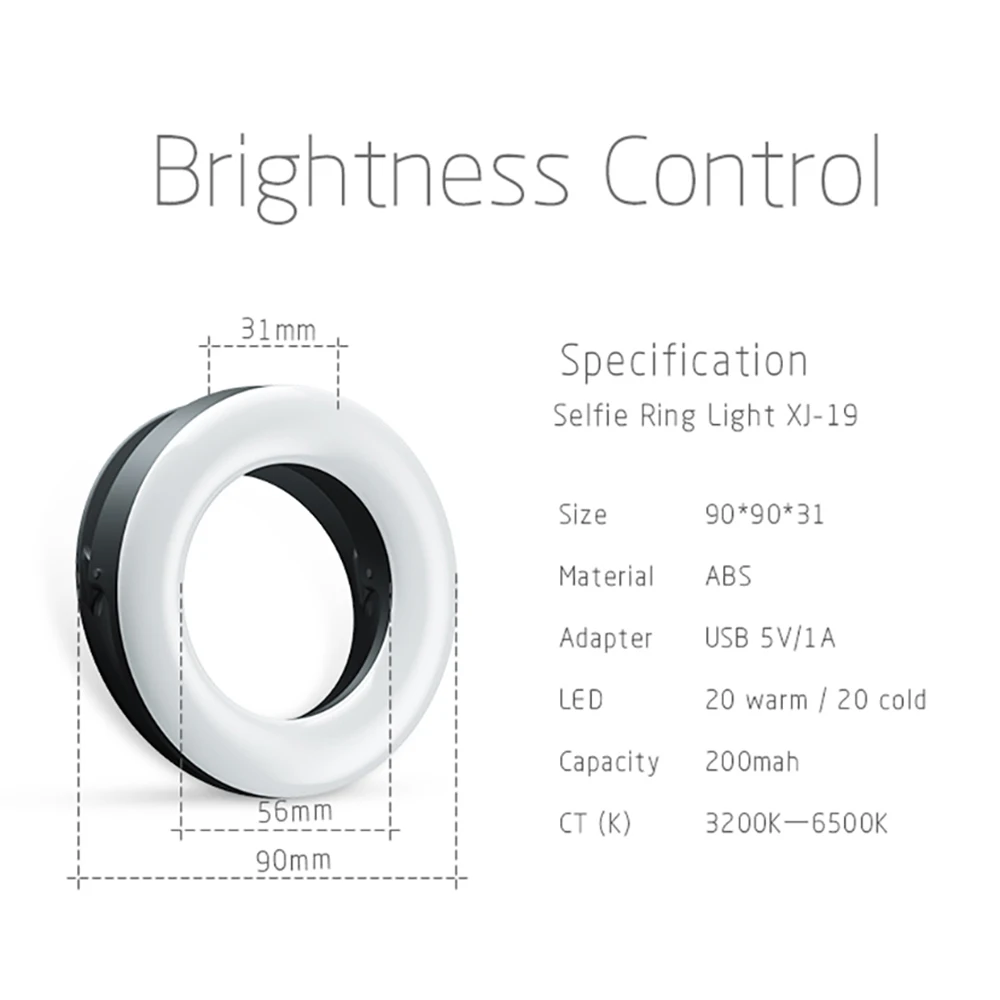 

Selfie Light Fill Light Rechargeable Circle Video Streaming Mini Lamp Clip On Makeup Light for Cell Phone Laptop Camera Video