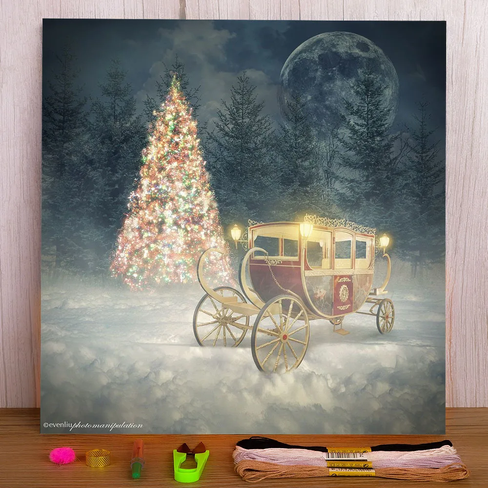 

Christmas Tree Printed Fabric 11CT Cross Stitch Embroidery Set DMC Threads Painting Craft Knitting Handicraft Magic Jewelry