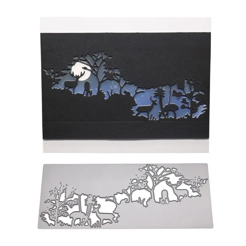1 комплект олень фон луна ночь Металл резка штампы трафарет для скрапбукинга