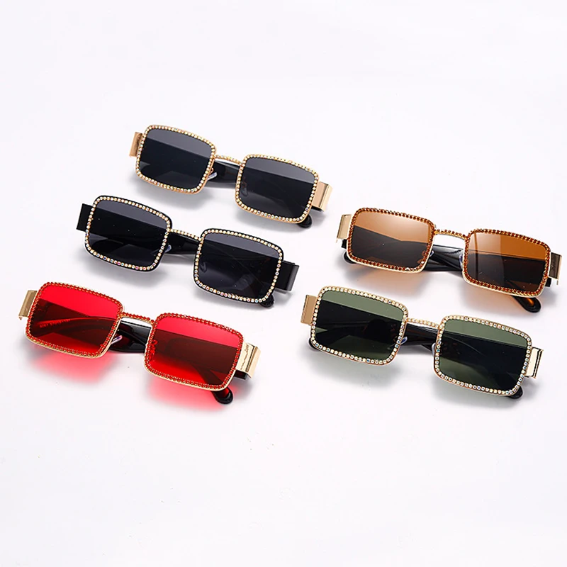 

Vintage Square Diamond Sunglasses Women Famous Luxury Brand Design Sexy Fashion Cool Red Sun Glasses For Female Man UV400