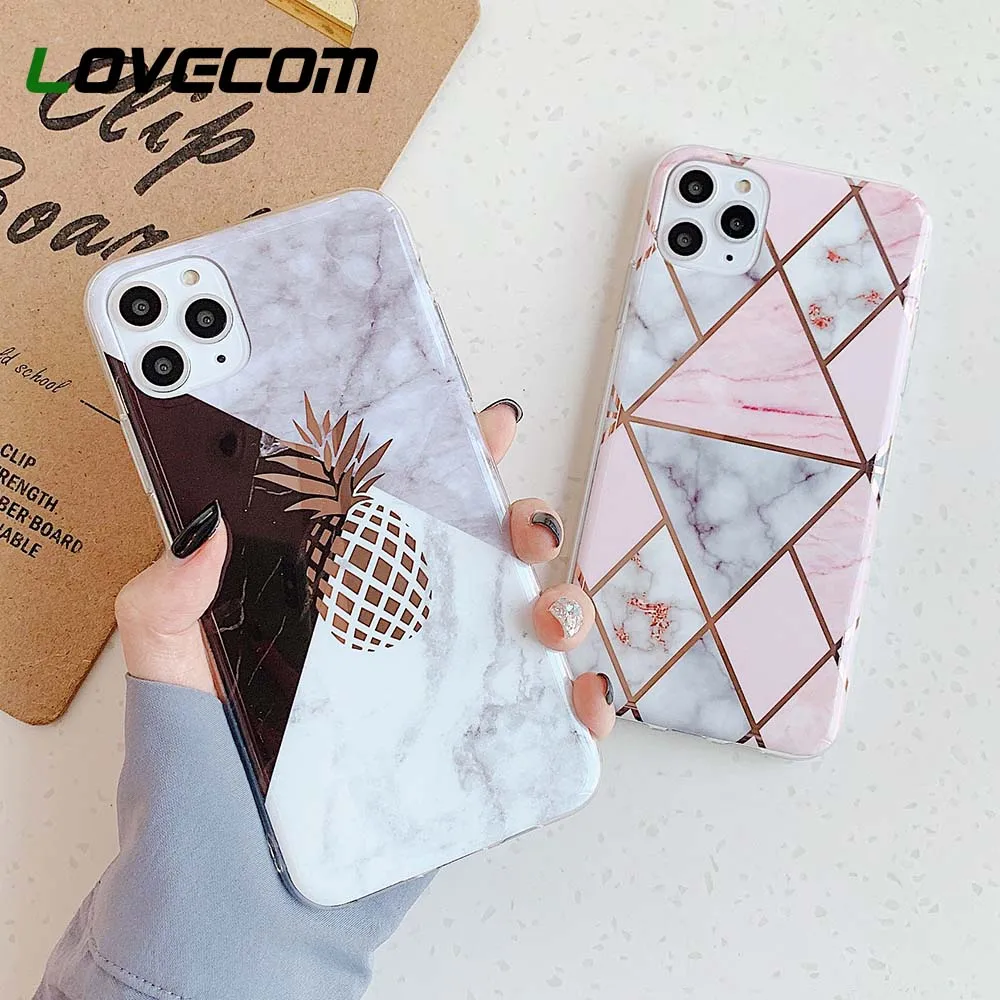 Роскошный чехол LOVECOM с ананасом и мрамором для iPhone 12 Pro 11 Max XR XS 6s 7 8 Plus