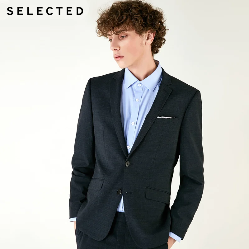 Выбранные мужские Slim Fit в клетку шерсть Бизнес костюм с блейзером пальто |